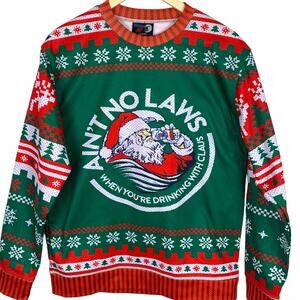 American AF Ain't No Rules Drinking With Claus Holiday Pullover Size M